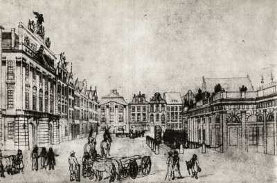 (1800-1820) Stary Rynek. Widok na Odwach, zachodnią i północną pierzeję.