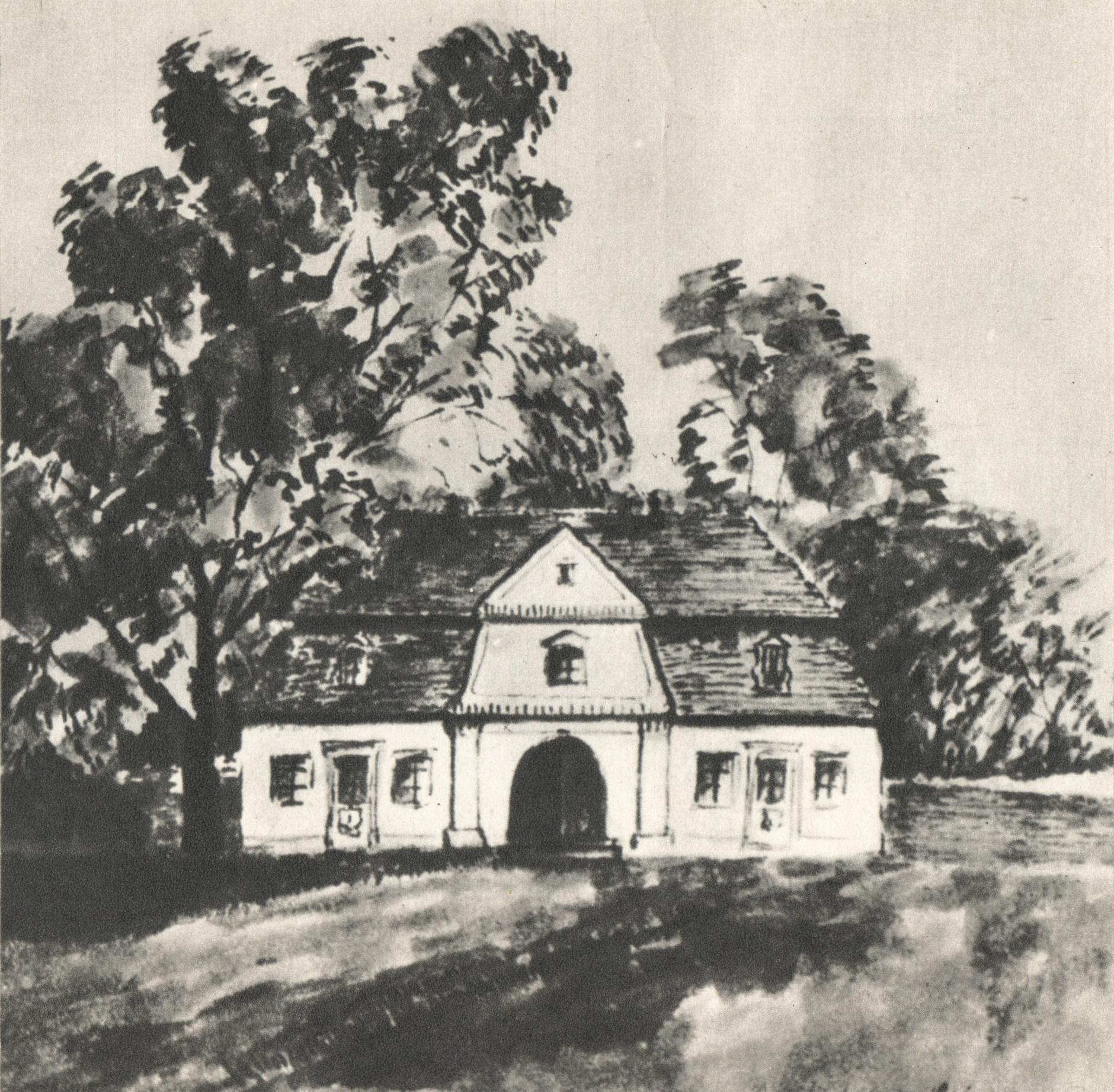 (1830-1840) Dwór Mycielskich przy ul. Ogrodowej.