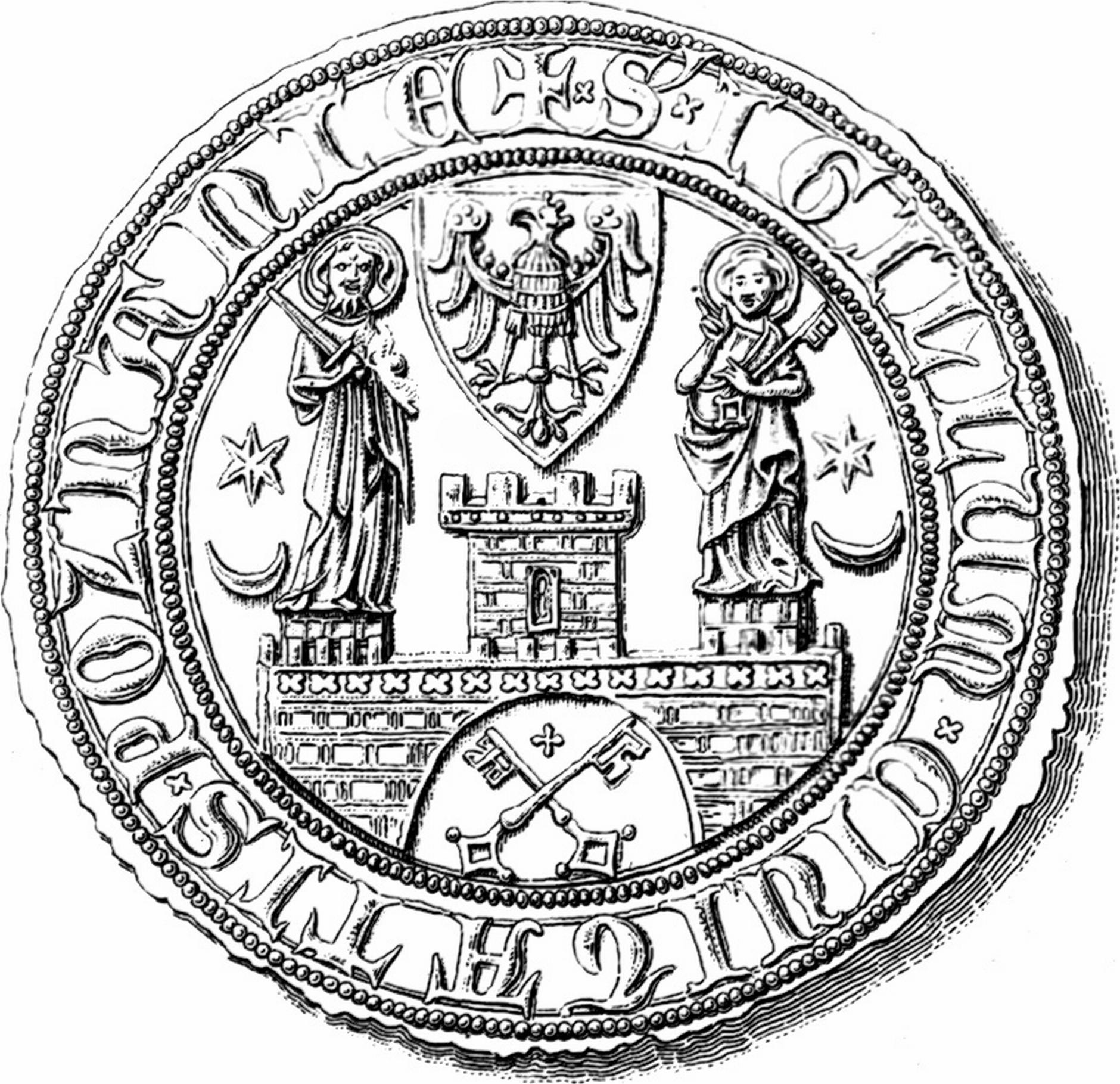 (1301-1350) Pieczęć miejska Poznania SIGILLUM CIVITATIS POZNANIE