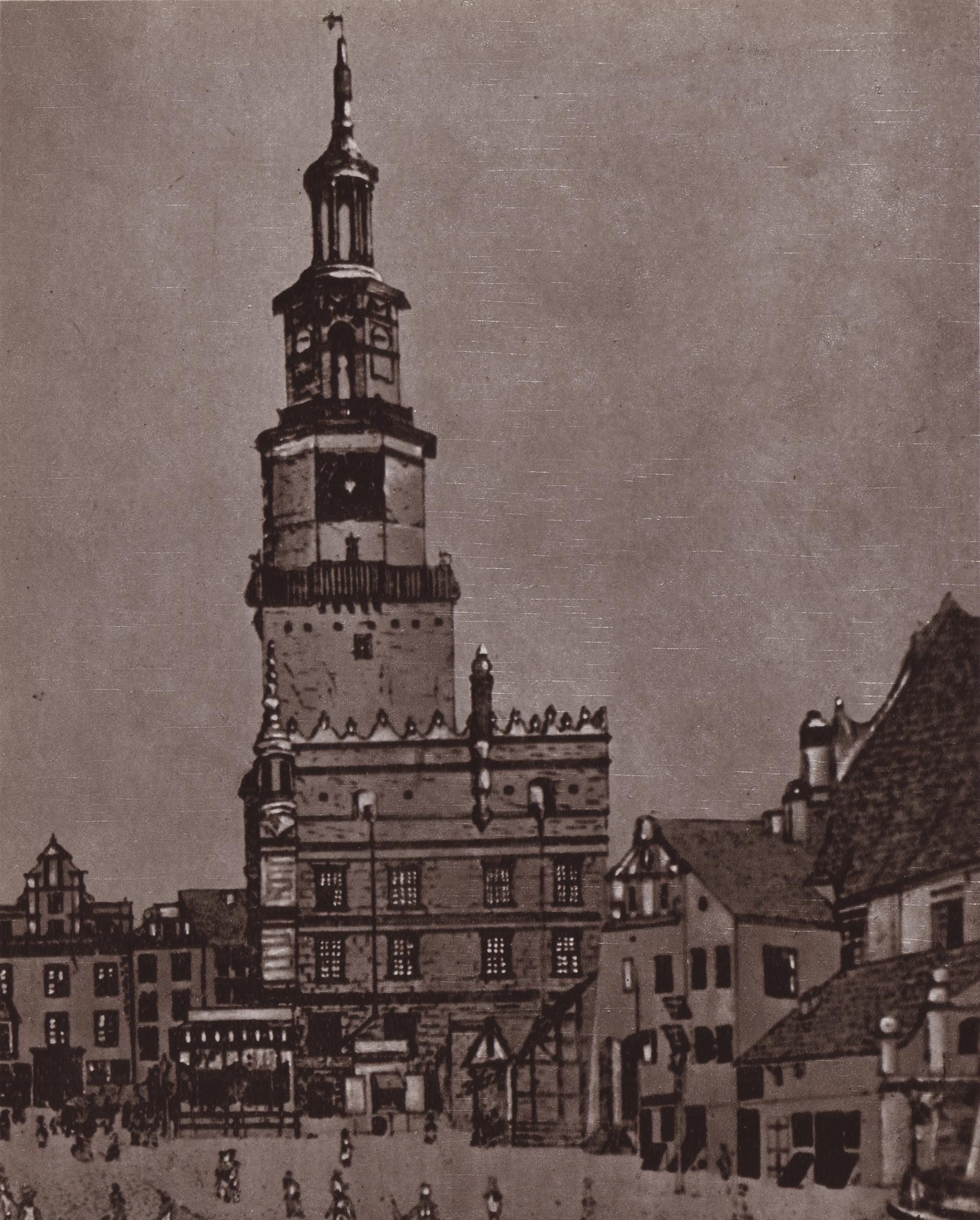 (1810-1830) Ratusz i budynek Wagi Miejskiej. W głębi tzw. Czerwona Apteka.