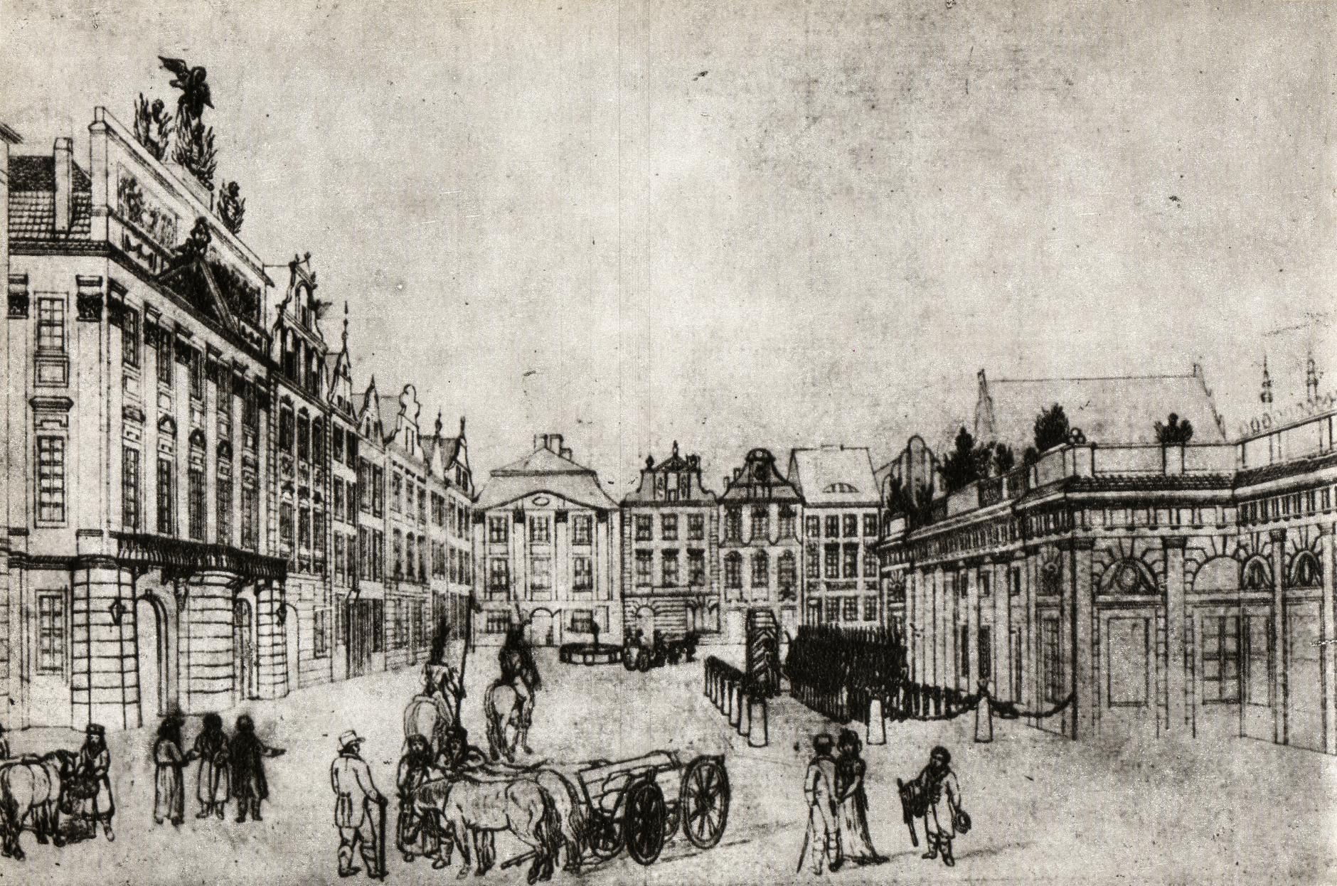 (1800-1820) Stary Rynek. Widok na Odwach, zachodnią i północną pierzeję.