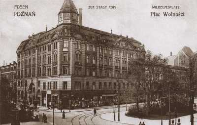 (1908) Hotel Rzymski przy pl. Wilhelmowskim (Wolności).