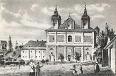 (1840-1850) Kościół Franciszkanów (św. Antoniego Padewskiego) od północy