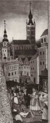 (1658) Kościół farny św. Marii Magdaleny i Ratusz od wschodu.
