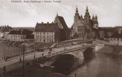 (1938) Most Chrobrego i Ostrów Tumski, dalej Psałteria, Kościół Najświętszej Marii Panny oraz Katedra.