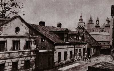 (1900-1910) Ulica Cybińska. Widok z Rynku Śródeckiego. W głębi Katedra.