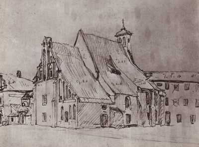 (1835-1845) Ulica Wroniecka z kościołem Katarzynek.