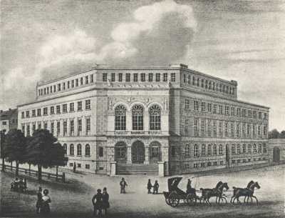 (1838) Budynek Ziemstwa Kredytowego od północnego-wschodu oraz fragment zabudowy ul. Wilhelmowskiej (Al. K. Marcinkowskiego).